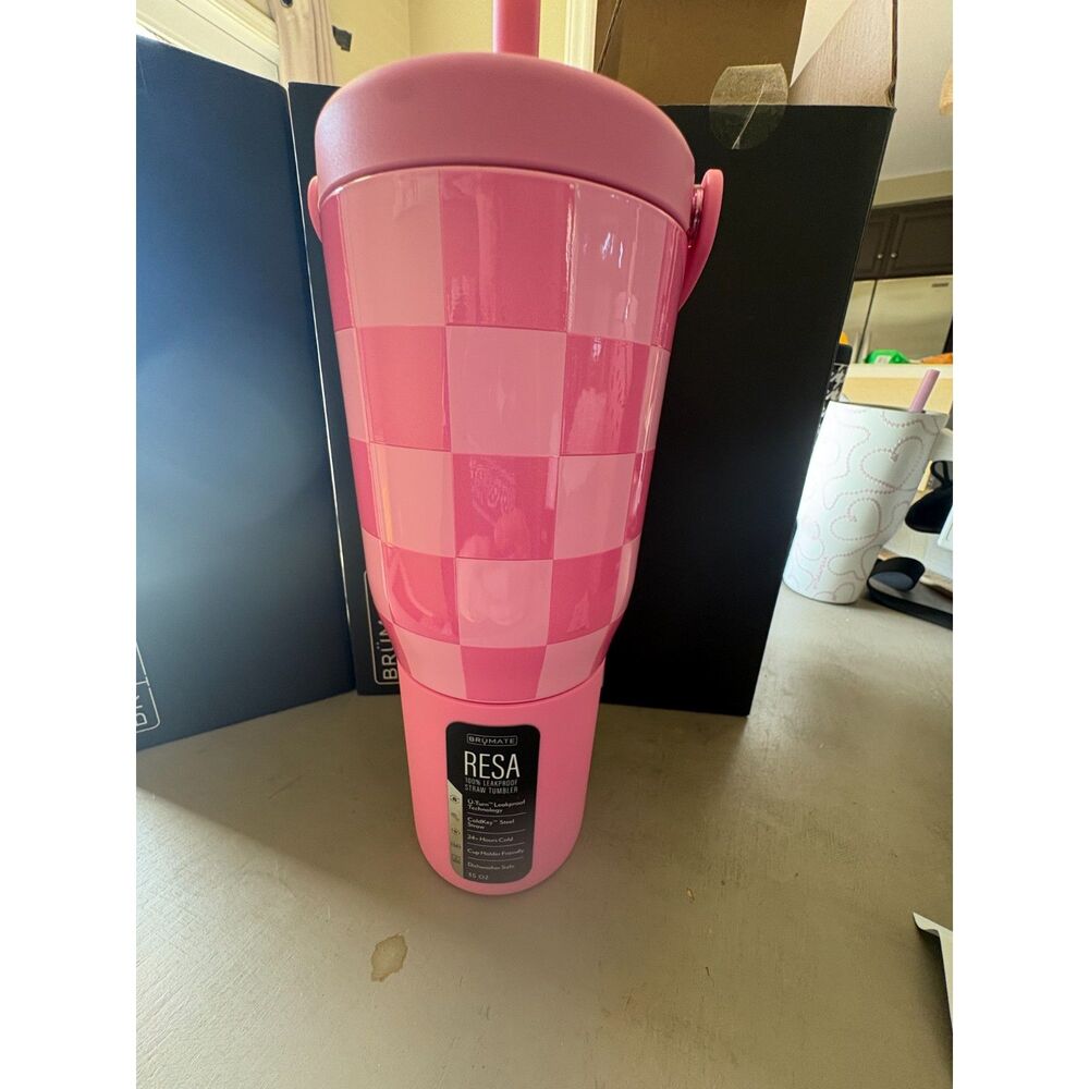 Brumate - 35oz Pink Checkered Resa Brand New